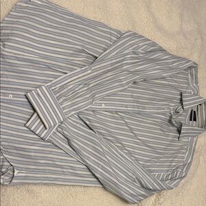 Alara Men's Light Blue and White Striped Dress Shirt